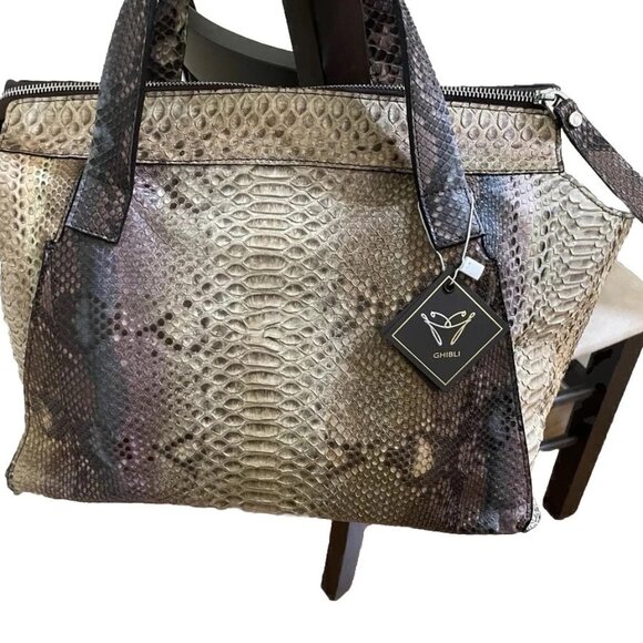Ghibli Italy Genuine Python Multicolor/Metallic  Shoulder/Tote Bag - Picture 3 of 11